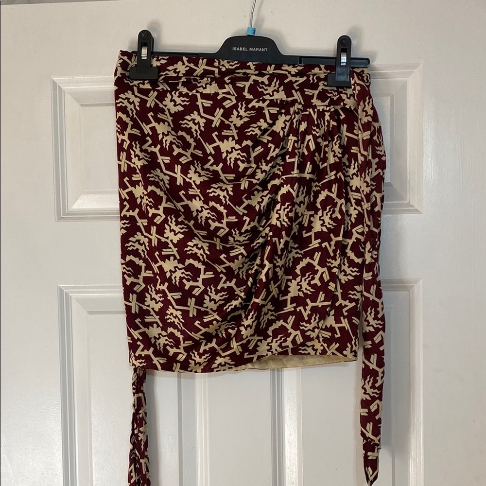 Isabel Marant Red and Cream Mini Skirt
